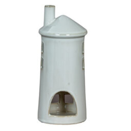 Hill Interiors Rhea Large Lighthouse Tealight Candle Holder - Ceramic - L11 X W11 X H28 Cm - White - thumbnail 2