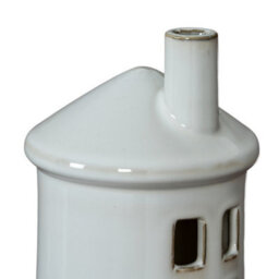 Hill Interiors Rhea Large Lighthouse Tealight Candle Holder - Ceramic - L11 X W11 X H28 Cm - White - thumbnail 3