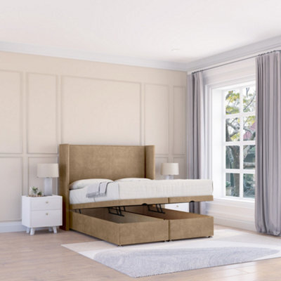 "Sloomy Devonshire Mink Naples 4Ft Ottoman Bed End Opening With Sprung Memory Mattress & 54"" Headboard-Small Double" - image 1