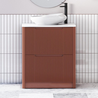 Royal Bathrooms Avenza 800mm Terracotta Clay Floor Standing Countertop Bathroom Vanity Unit 2 Drawer With Nova Basin - image 1