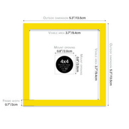 "4X4"" Yellow Picture Frame - 4X4"" Square Frame With 1X1"" Mount For 4X4""/1X1"" Pictures Moderrn Style Thin Edge, 1 Pack" - thumbnail 2