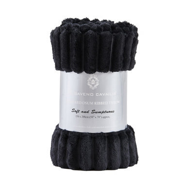 Gc Gaveno Cavailia Ribbed Throw Blankets Large - Warm Cosy Blanket Throws For Sofas, Bed, Chair, Couch, Sette 200X240Cm Black
