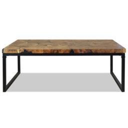 Berkfield Coffee Table Teak Resin 110X60X40 Cm Black And Brown - thumbnail 6