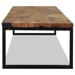 Berkfield Coffee Table Teak Resin 110X60X40 Cm Black And Brown - thumbnail 7