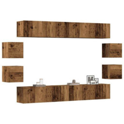 Berkfield Wall Mounted Tv Cabinets 8 Pcs Old Wood Engineered Wood - thumbnail 1