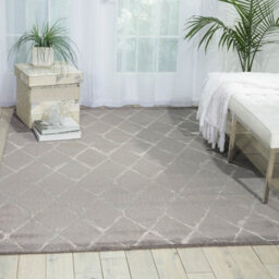 Grey Luxurious Modern Geometrical Easy To Clean Viscose Chequered Wool Rug For Living Room, Bedroom - 236Cm X 297Cm - thumbnail 2