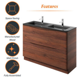 Plum&clay Eden Redwood Floorstanding Vanity Unit With Grey Glass Basin (W)1200mm - thumbnail 8