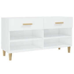 Vidaxl Shoe Cabinet High Gloss White 102X35X55 Cm Engineered Wood