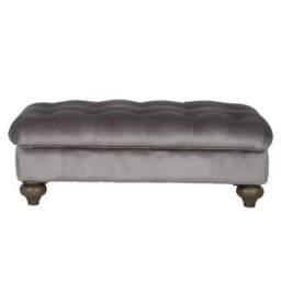 Xample Bordeaux Grey Velvet Footstool Plush Velvet Upholstery, Foam Cushion, Solid Wood Legs - thumbnail 4