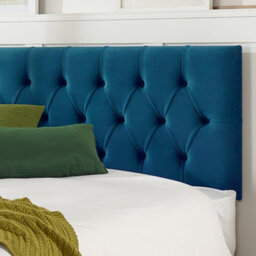 Aspire Olivier Divan, Plush Fabric, Strutted Headboard, No Drawers, Marine, Small Double - thumbnail 3