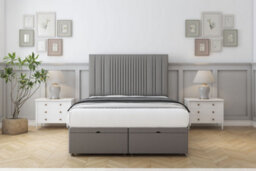 "Comfort The Foxy Pewter Dumfries Ottoman Bed With Mattress With 26"" Strutted Headboard 4' Small Double"