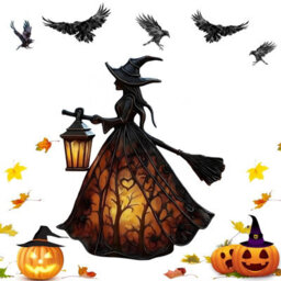 "Amorly 1 Pack 6.3"" Halloween Witch Lamp, Witch Hat Led Night Light, Spooky Decorative Table Lamp For Home,porch,tabletop,party Decoration" - thumbnail 1