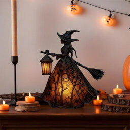 "Amorly 1 Pack 6.3"" Halloween Witch Lamp, Witch Hat Led Night Light, Spooky Decorative Table Lamp For Home,porch,tabletop,party Decoration" - thumbnail 5