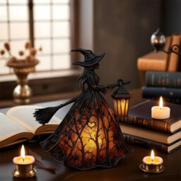 "Amorly 1 Pack 6.3"" Halloween Witch Lamp, Witch Hat Led Night Light, Spooky Decorative Table Lamp For Home,porch,tabletop,party Decoration" - thumbnail 6
