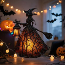 "Amorly 1 Pack 6.3"" Halloween Witch Lamp, Witch Hat Led Night Light, Spooky Decorative Table Lamp For Home,porch,tabletop,party Decoration" - thumbnail 4