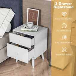Gainoom 2-Drawer Nightstand Wooden Chest Of Drawers Space-Saving Beside Table End Table - thumbnail 7