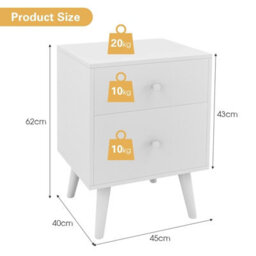 Gainoom 2-Drawer Nightstand Wooden Chest Of Drawers Space-Saving Beside Table End Table - thumbnail 2