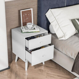 Gainoom 2-Drawer Nightstand Wooden Chest Of Drawers Space-Saving Beside Table End Table - thumbnail 3