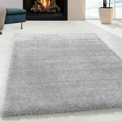 Abaseen 80X150Cm Silver Cosy Shaggy Rug, Rectangular Extra Soft Touch 5Cm Heavy Thick Pile, Modern Area Rugs Living & Bedroom - image 1