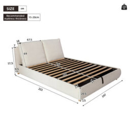 Matteo 135X190Cm Ottoman Storage Bed Frame - Boucle Warm White - thumbnail 7