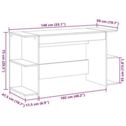 Berkfield Desk Grey Sonoma 140X50X75 Cm Engineered Wood - thumbnail 9