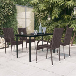 Berkfield 5 Piece Outdoor Dining Set Brown And Black - thumbnail 1