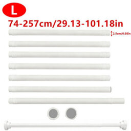 White L Size Telescopic Shower Curtain Rod 74-257Cm Diameter 25mm - thumbnail 2