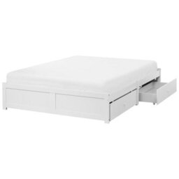 Beliani Bed With Storage Drawers Without Headboard Brux 160 X 200 Cm (Eu King Size) White - thumbnail 4