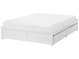 Beliani Bed With Storage Drawers Without Headboard Brux 160 X 200 Cm (Eu King Size) White - thumbnail 1