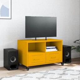 Berkfield Tv Cabinet Mustard Yellow 68X39X43.5 Cm Steel - thumbnail 3