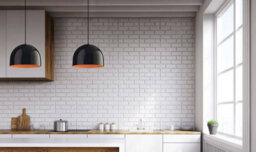 Luminosa Lighting Luminosa House 1 Light Dome Ceiling Pendant Black, Orange Inside, E27 - thumbnail 2