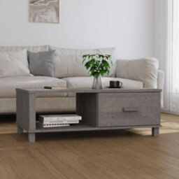 Walplus Coffee Table Hamar Light Grey 100X55X35 Cm Solid Wood Pine