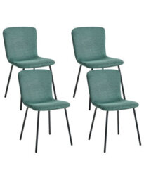 Wyld And Coco 4-Piece Green Upholstered Dining Chairs With Black Powder-Coated Iron Legs - Set Of 4 - thumbnail 3