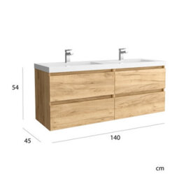 Cygnus bath Bequia Vanity Unit 140Cm Oak Toscana Basin Mineral Composite - thumbnail 4