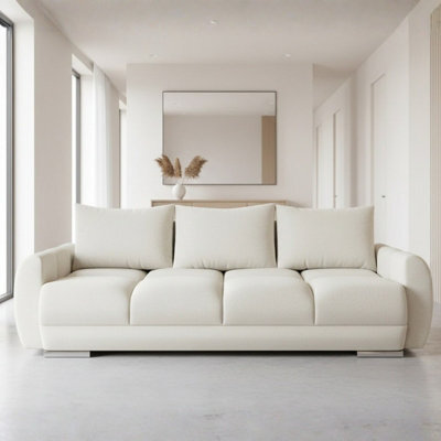 Three Seater Sofa Bed With Storage Logo 3 Cream - image 1