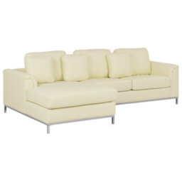 Beliani Corner Sofa 5 Seater Oslo Leather Light Beige With Ottoman Right Hand - thumbnail 5