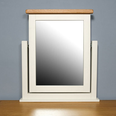 Elm Home And Garden Cream/off White Oak Dressing Table Mirror 69Cm High X 60Cm Wide X 6Cm Deep Fully Assembled - image 1