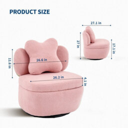 Teddy Boucle Swivel Accent Chair Occasional Chair With Cushion For Bedroom Nursery (W)66Cm (D)69Cm (H)69Cm - Pink - thumbnail 2