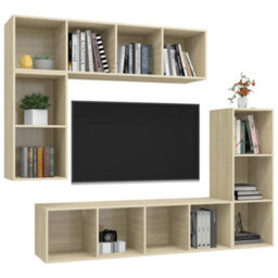 Berkfield 4 Piece Tv Cabinet Set Sonoma Oak Engineered Wood - thumbnail 3