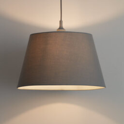 GoodHome Lokombi Light Grey Fabric Dyed Conical Light Shade (D)40Cm - thumbnail 1