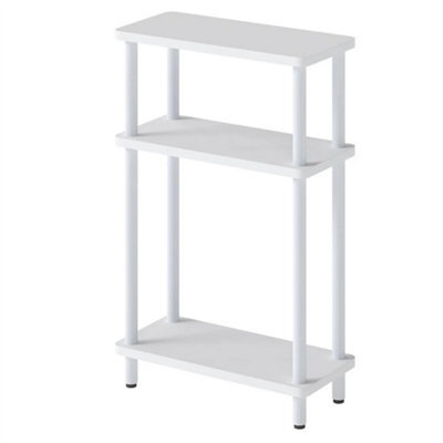Slim Side Table 3 Tier Narrow Sofa End Table Bedside Storage Stand White - image 1