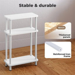Slim Side Table 3 Tier Narrow Sofa End Table Bedside Storage Stand White - thumbnail 3
