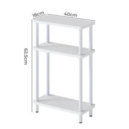 Slim Side Table 3 Tier Narrow Sofa End Table Bedside Storage Stand White - thumbnail 2