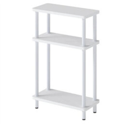 Slim Side Table 3 Tier Narrow Sofa End Table Bedside Storage Stand White - thumbnail 1
