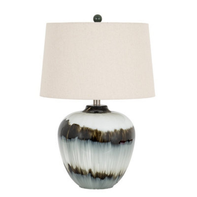 Hill Interiors Midnight Shadows Table Lamp With Linen Shade - Glass - L40 X W40 X H61 Cm - Black - image 1