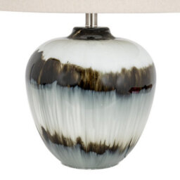 Hill Interiors Midnight Shadows Table Lamp With Linen Shade - Glass - L40 X W40 X H61 Cm - Black - thumbnail 3