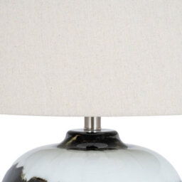 Hill Interiors Midnight Shadows Table Lamp With Linen Shade - Glass - L40 X W40 X H61 Cm - Black - thumbnail 2