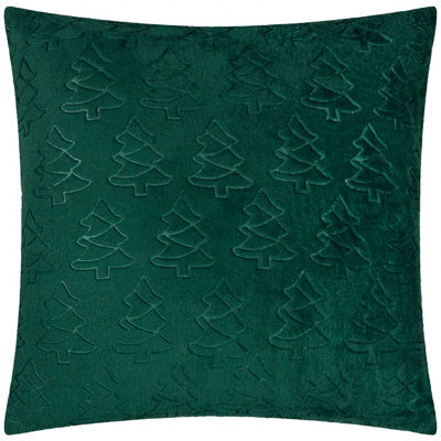 Furn. Festive Trees Embossed Polyester Filled Cushion , 50Cm X 50Cm, Emerald - image 1