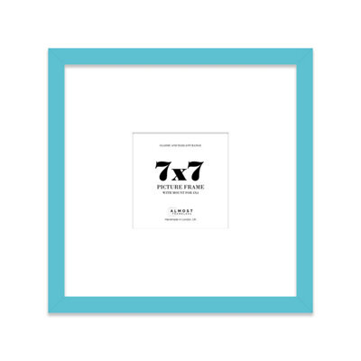 "7X7"" Turquoise Picture Frame - 7X7"" Square Frame With 4X4"" Mount For 7X7""/4X4"" Pictures Moderrn Style Thin Edge, 1 Pack" - image 1