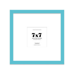 "7X7"" Turquoise Picture Frame - 7X7"" Square Frame With 4X4"" Mount For 7X7""/4X4"" Pictures Moderrn Style Thin Edge, 1 Pack"
